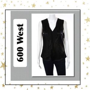 NEW 600 West Black Ruffled Sleeveless Blouse Top S